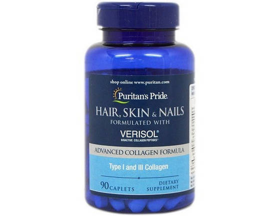Для волосся, шкіри та нігтів Puritan's Pride Hair, Skin Nails with VERISOL 90 таб, фото 2