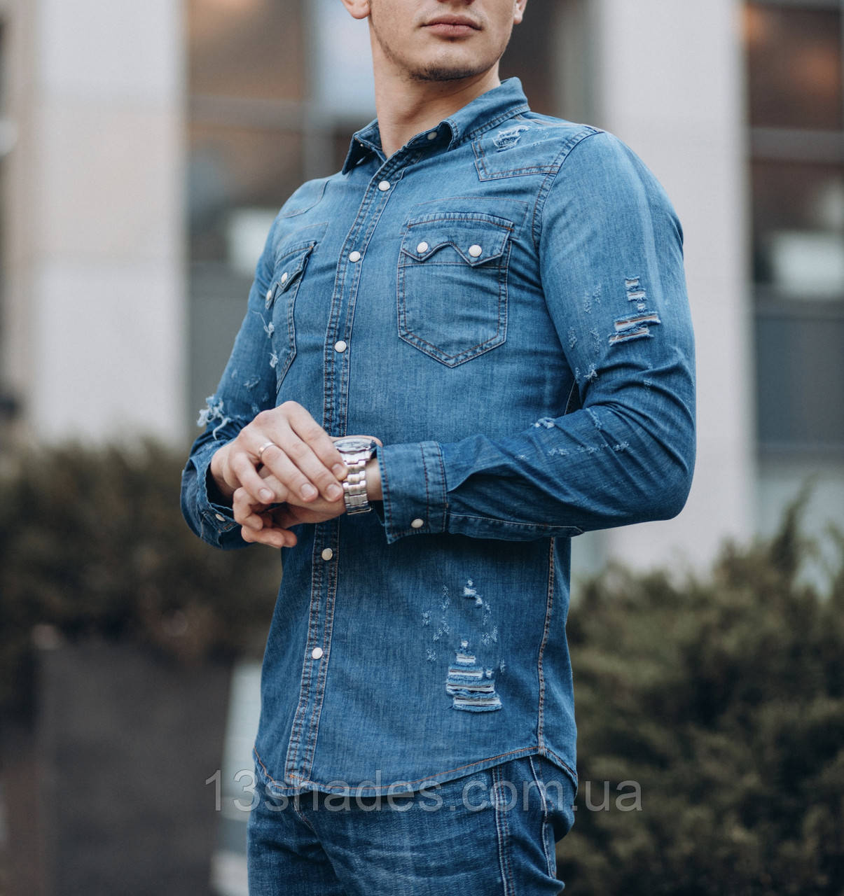 Сорочка джинсова чоловіча синій Київ, фото 1