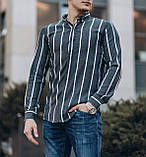 Сорочка в смужку чоловіча сірий Київ, фото 3