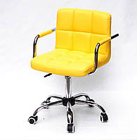 Кресло Arno Arm (Арно Арм) на хромированной базе с подлокотниками желтый