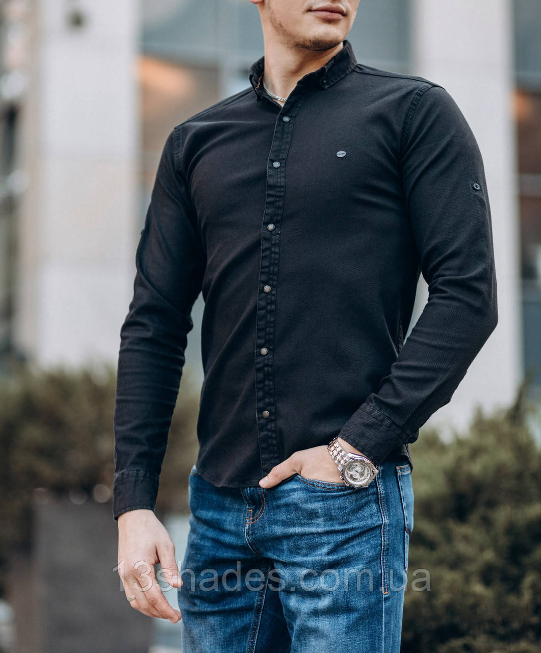 Сорочка чоловіча котон чорний Київ, фото 1
