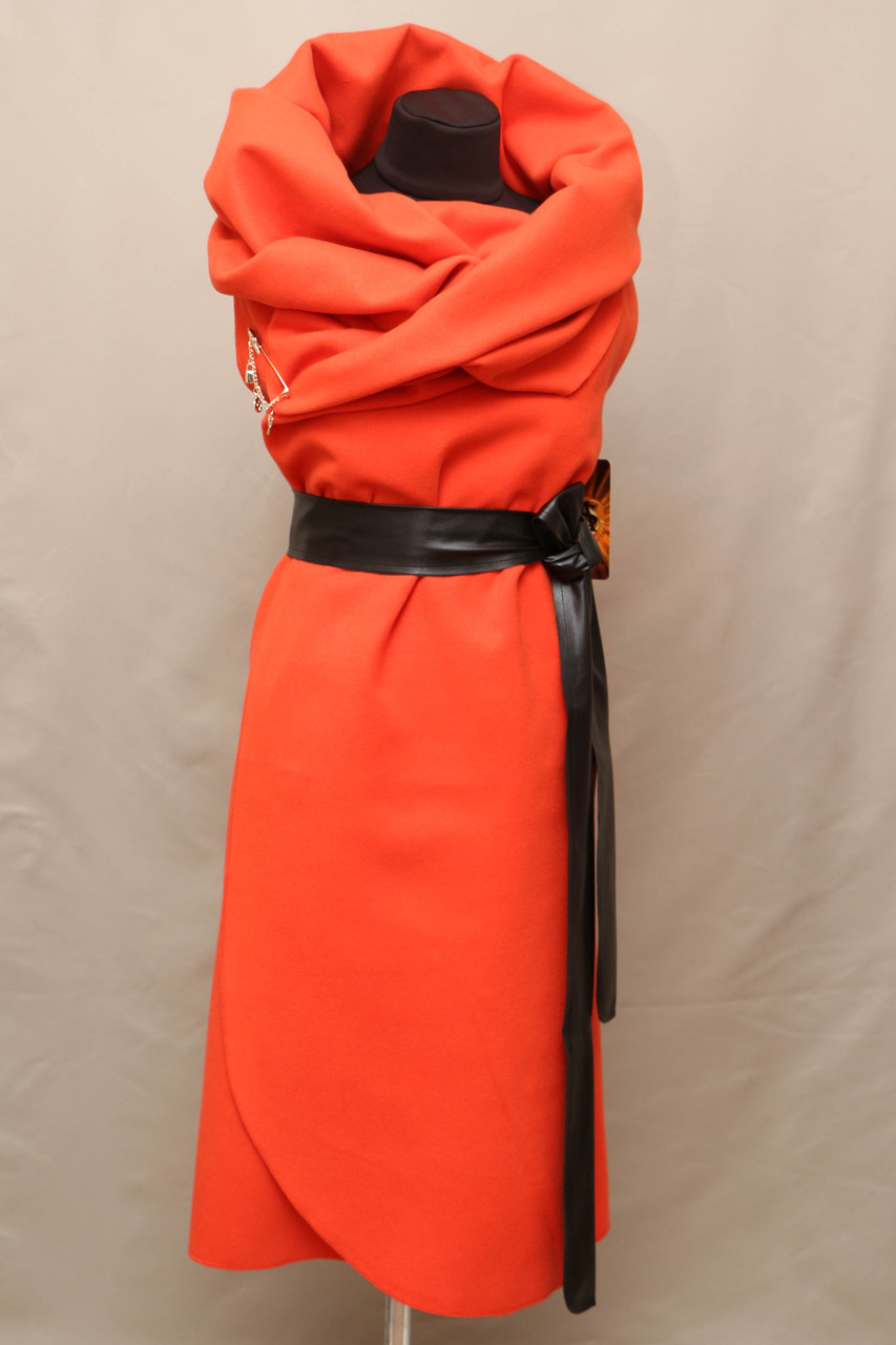 Кашемировая жилетка манто Турция оранжевая - фото 1 - id-p157567359