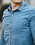 Сорочка джинсова з черепом чоловіча синій Київ, фото 4