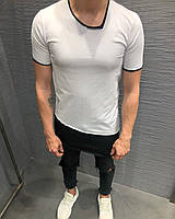 Крутая мужская летняя удлиненная футболка белая с черным - S, M, 2XL