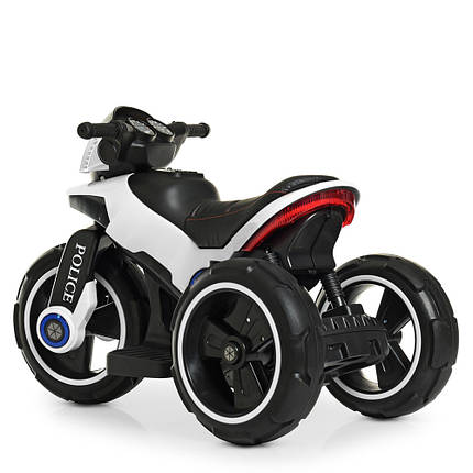 Дитячий електромотоцикл Поліція 2 мотори до 30 кг Bambi M 4228EBL-1 білий, фото 1