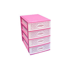 МІНІ комод 4-ярусний РОТАНГ, РОЖЕВО-БІЛИЙ Консенсус