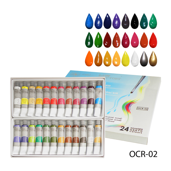 Акрилові фарби на олійній основі в тубі OCR-02 (24 кольори по 12 мл)