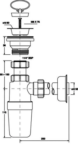Сифон для умивальника McAlpine HC1L- J, фото 4