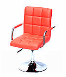 Крісло перукаря Augusto (Августо) CH-BASE червоне екокожа на млинці з підлокітниками, фото 4