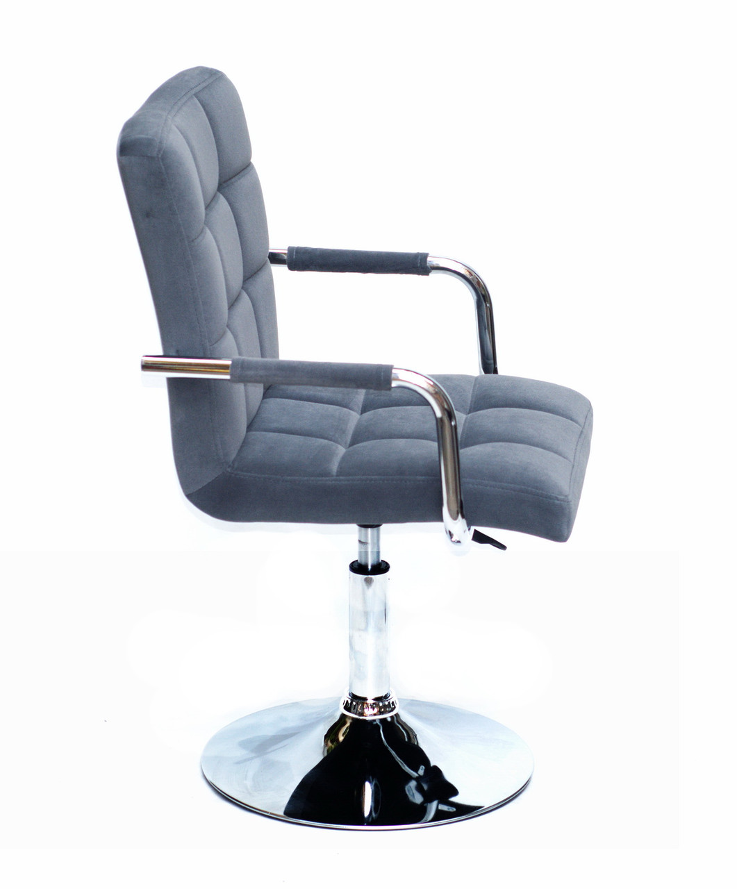 Кресло парикмахера Augusto (Августо) CH-BASE серый бархат на диске с подлокотниками - фото 3 - id-p1182094293