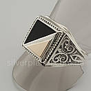 Чоловіча срібна печатка з золотом і оніксом 128з 20 розмір, фото 3