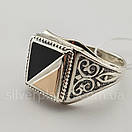 Чоловіча срібна печатка з золотом і оніксом 128з 20 розмір, фото 5