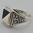 Чоловіча срібна печатка з золотом і оніксом 128з 20 розмір, фото 8