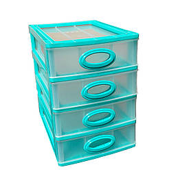 Міні комод 4-ярусний, Бірюзовий, Од