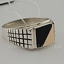Чоловіче срібне кільце з золотом і оніксом 124з 19, фото 3