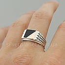 Чоловіче срібне кільце з золотом і оніксом 20,5 розмір, фото 2