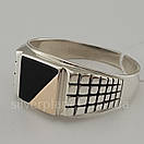 Чоловіче срібне кільце з золотом і оніксом 124з 19, фото 6