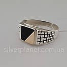 Чоловіче срібне кільце з золотом і оніксом 20,5 розмір, фото 3
