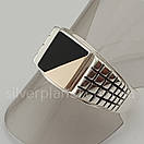 Чоловіче срібне кільце з золотом і оніксом 20,5 розмір, фото 6