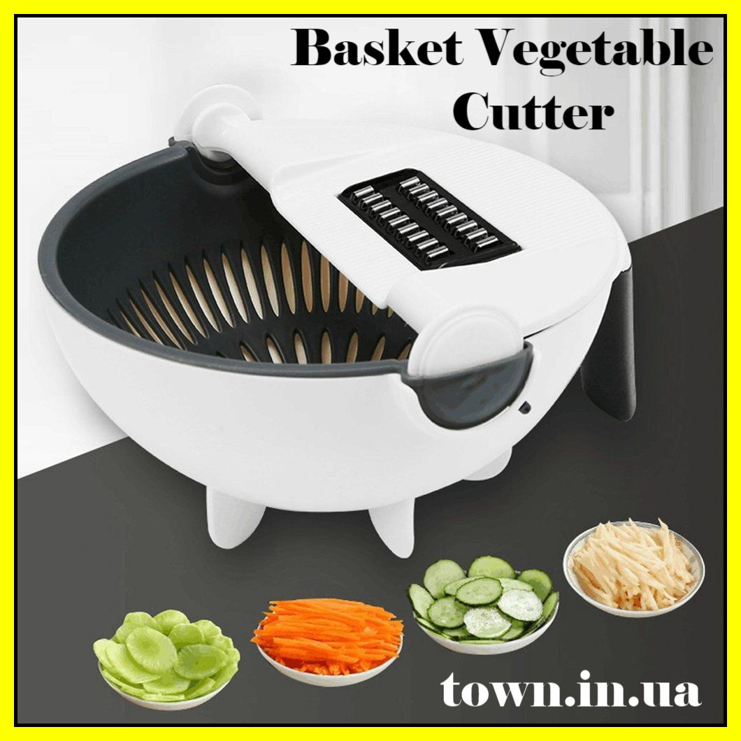 Багатофункціональна терка овочерізка з контейнером, з насадками Basket Vegetable Cutter.Ручний мультислайсер