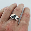 Чоловіче срібне кільце з золотом і оніксом 124з 21.5, фото 10