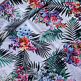 Штапель тропічні квіти та листя, ш. 140 см, фото 2