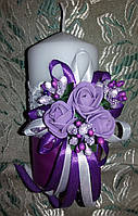 Весільна свічка сімейного вогнища "Букет" Фіолетовий