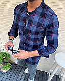 Сорочка чоловіча в карту синій котон Київ, фото 2