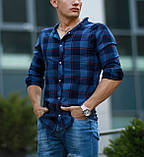 Сорочка чоловіча в карту синій котон Київ, фото 4