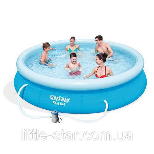 Сімейний наливний басейн Bestway 57268 Fast Set, 244*66 см, 2100 л, фильтр-насос(1 250 л/г)