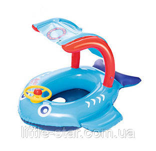 Надувний дитячий BW ПЛОТИК 34108 з навісом, блакитний