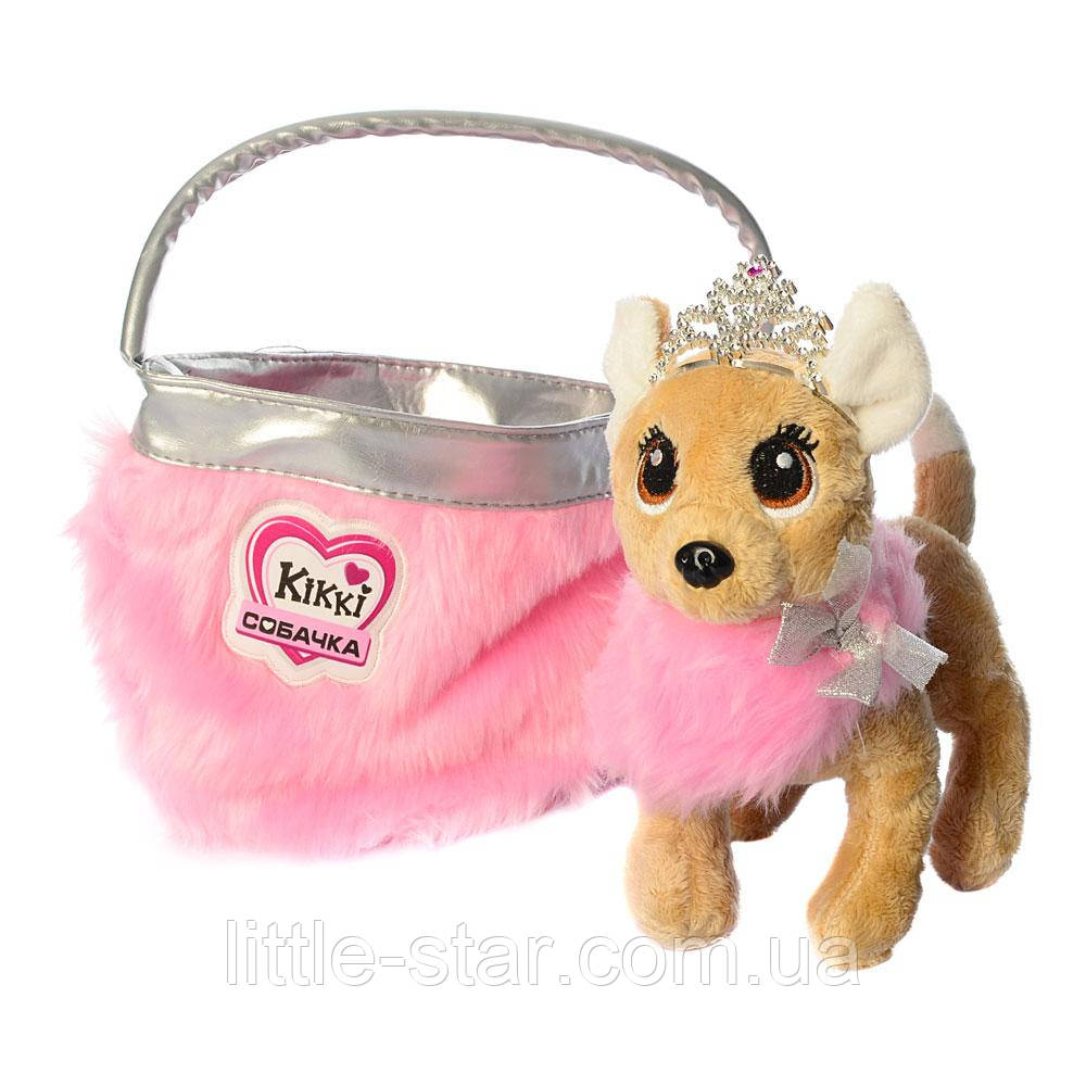 Собачка Кіккі в сумочці, інтерактивна іграшка 22 см, M 3481-N-UA