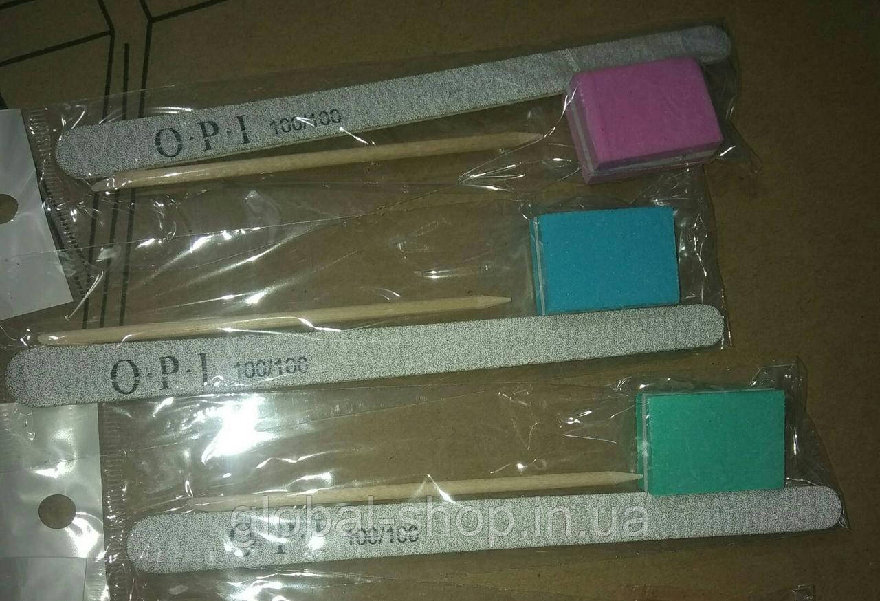 Одноразовий індивідуальний набір для манікюру OPI (пілочка 100/100, баф, апельсинова паличка)