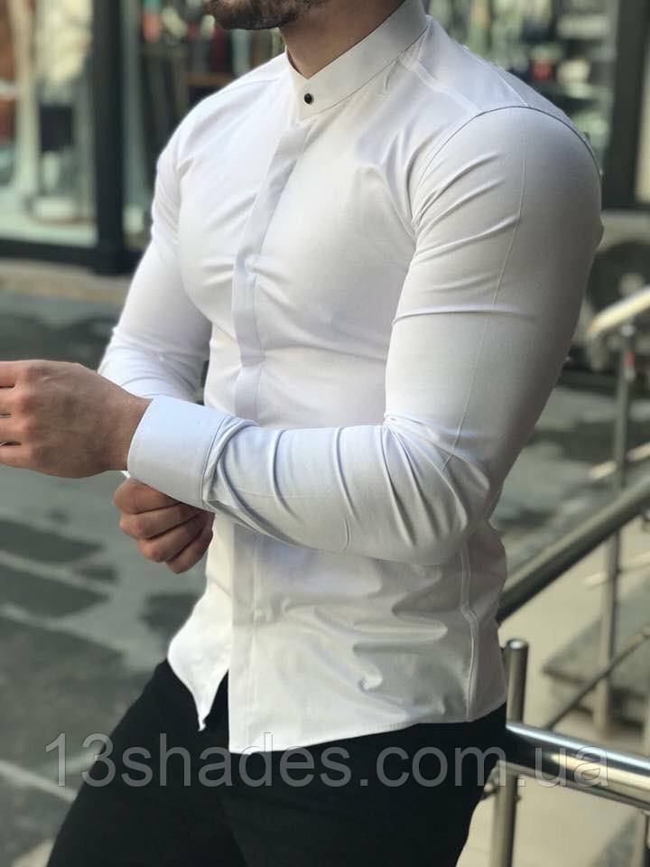 Сорочка чоловіча однотонна котон біла Київ, фото 1