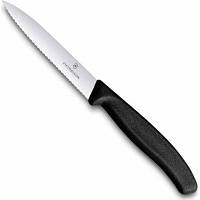 Нож кухонный Swiss Classic Victorinox лезвие - 10 см волна цвет черный ручка прямая мод 6.7733