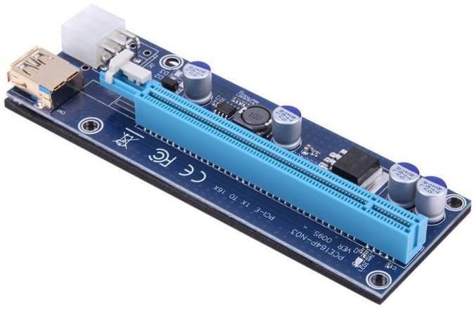 Райзер PCI-E 1X - 16X, USB 3.0 кабель 60см, питание 6 pin - фото 2 - id-p1184877602