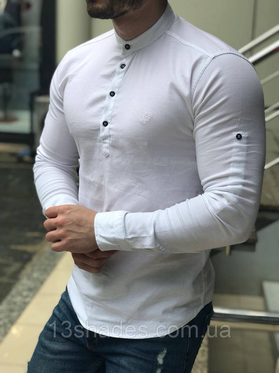 Сорочка чоловіча однотонна котон біла Київ, фото 1