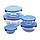 Скляні харчові контейнери з кришками, 5 шт., колір блакитний, фото 2