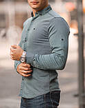 Сорочка джинсова чоловіча однотонна котон сіра Київ, фото 4