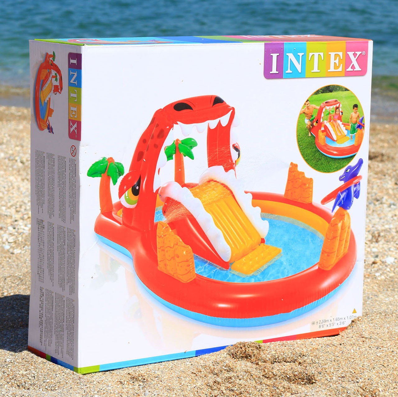 Надувний ігровий центр Intex «Щасливі Діно» з гіркою (57160), фото 1