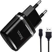 Зарядное устройство HOCO C12 Smart 2 USB 2.4A + кабель Lightning Black