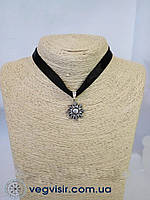 Стильный чокер с подвеской солнце амулет талисман лента атласная Панк готический ошейник ожерелье