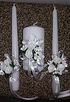 Комплект свадебных свечей "Букет" Белый