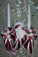 Комплект свадебных свечей "Букет" Бордовый