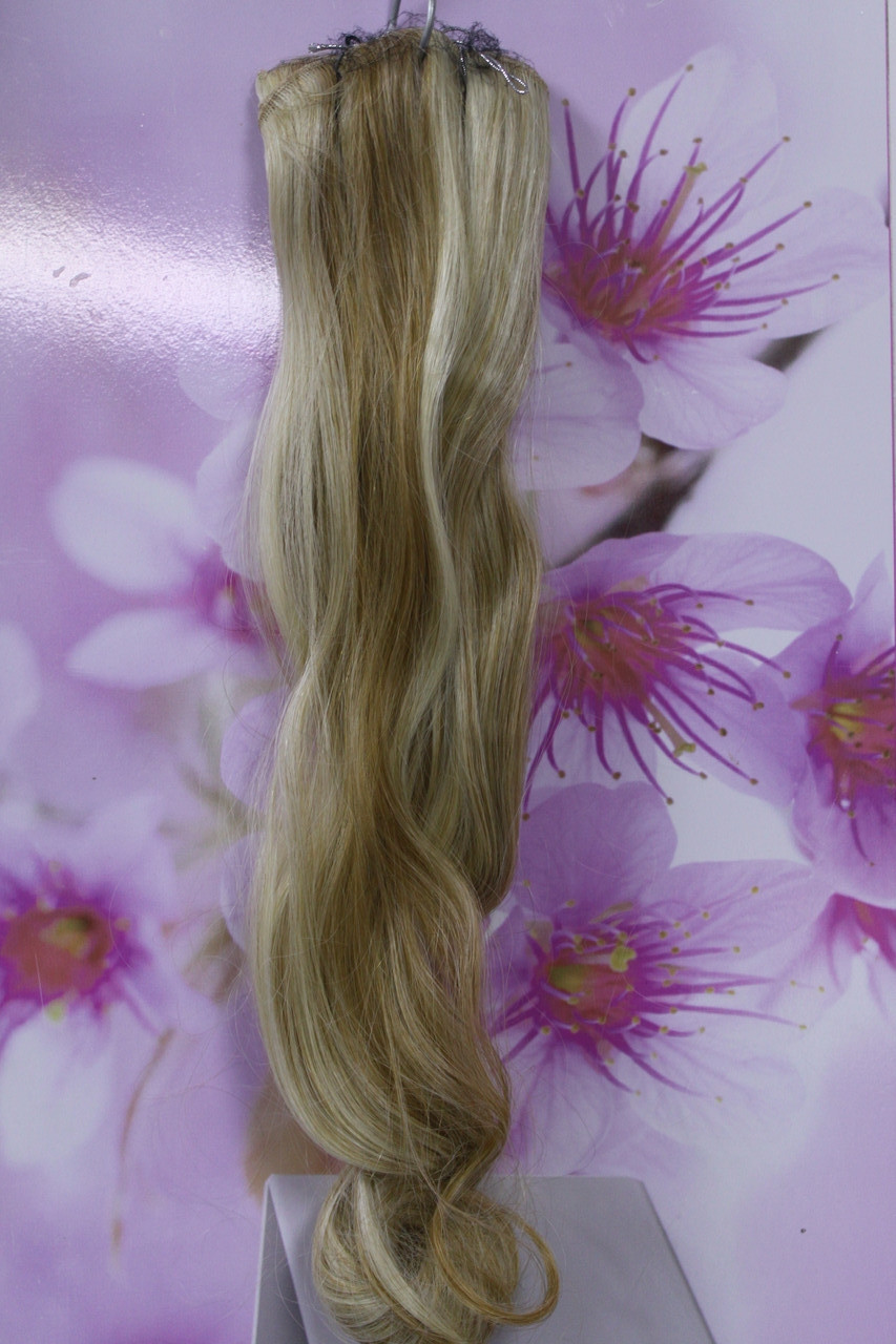 Волосся штучні на заколках золотистий з білим меліруванням, фото 1