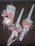 Комплект свадебных свечей "Букет" Персиковый