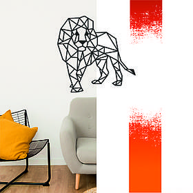 Декоративна дерев'яна картина абстрактна модульна полігональна Панно "Lion Walk / Лев йде"