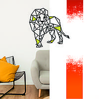 Декоративная деревянная картина абстрактная модульная полигональная Панно "Lion Walk / Лев идет" с вставками