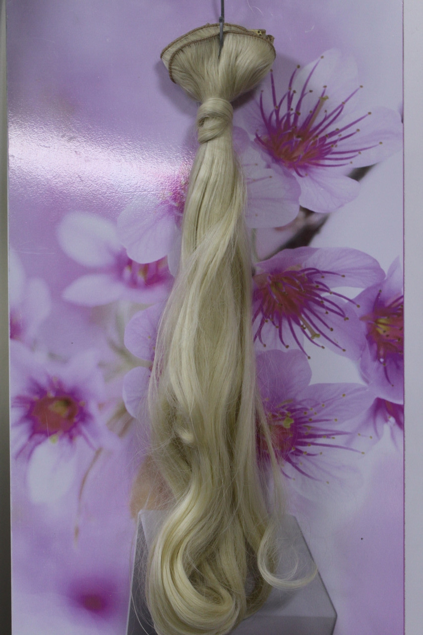 Искусственные волосы на заколках термоволокно натуральный блонд, фото 1