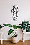 Декоративна дерев'яна абстрактна картина модульна полігональна Панно  "Cactus / Кактус", фото 2